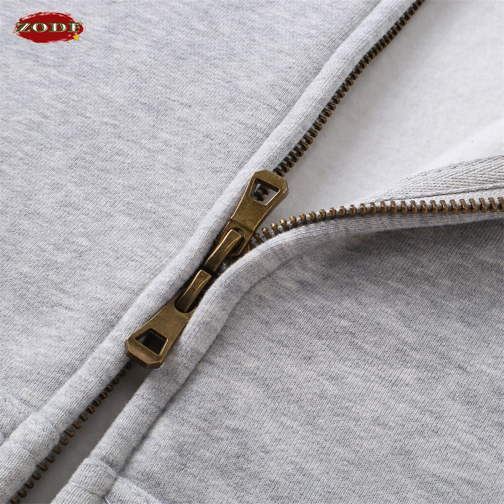 ZODF Trendy 2025 Winter Man Solid Fleece Boxy Hoodies Unisex 350gsm Double Head Zipper Hooded Sweatshirts Coat HY1122 - Matrix Studios