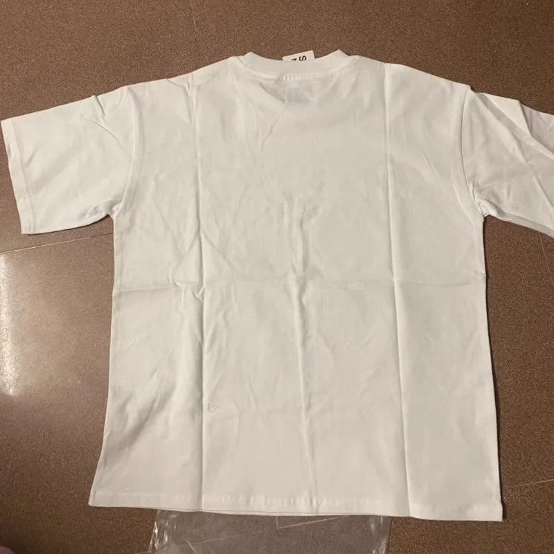 Real Photo SATOSHI Tshirts Vintage Distressed Faded Letter Print Rivets Breathable Cotton Round Neck Short Sleeve Men Women Tops - Matrix-studios.com