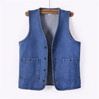 Women Vintage Denim Waistcoat Jacket 2026 Spring New Female Short Slim Sleeveless Coat Vest 6XL Single Breasted Solid Casual Top - Matrix Studios