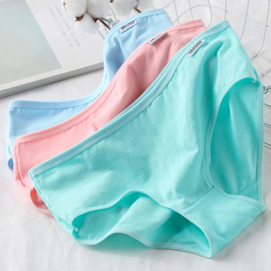 7Pcs/Set Candy Color Underwear Womens Comfortable High-quality Cotton Panties Mid-waist Breathable Underpanties Plus Size Briefs - Matrix Studios
