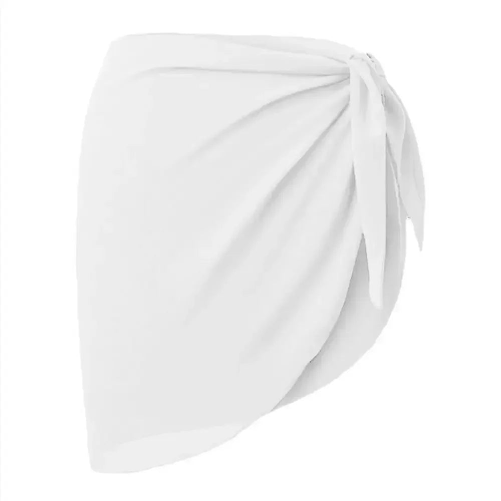Summer Women Short Solid Sarong Swimsuit Coverups Beach Bikini Wrap Sheer Short Skirt Chiffon Skirt Scarf Swimwear Cover-ups - Matrix Studios