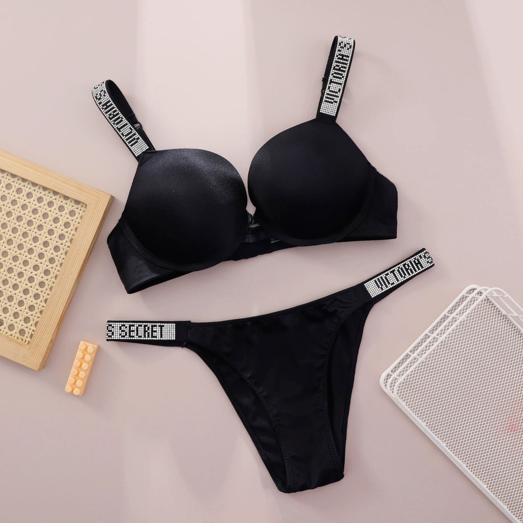 New V Lace Lingerie Set Bra and Brief Women's Sexy Bra and Panty Set Comfortable push up Shapewear Adjustable Padded Gathered - Matrix-studios.com