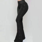 Jeans High Waist Strecth Denim Flare Pants Women Vintage Trousers Buttons Denims Streetwear 2024 Autumn Female Floor Length - Matrix-studios.com