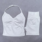 2 Pieces Yoga Set Women Backless Halter Tops High Waist Seamless Shorts Gym Suit Fitness Clothes Sportswear Workout Sets - Matrix-studios.com
