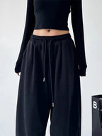 Y2K Harajuku Wide Leg Sweatpants Women Streetwear Baggy Oversize Gray Sports Pants High Waist Drawstring Casual Joggers Trousers - Matrix-studios.com