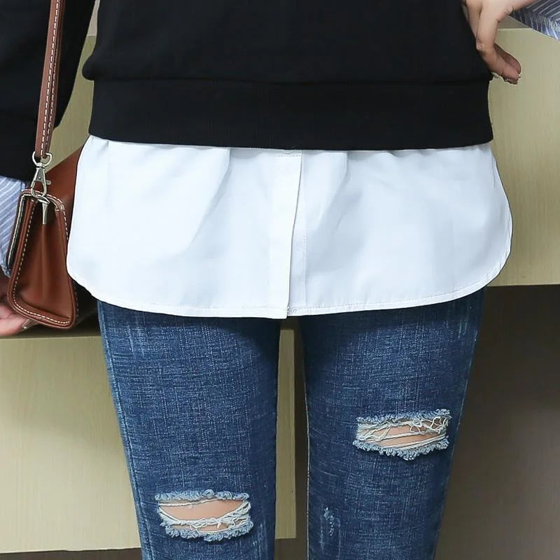 Women Girls Shirt Blouse Extender Adjustable Layering Faux Top Lower Sweep Mini Skirt False Hemline Splitting Underskirt - Matrix-studios.com