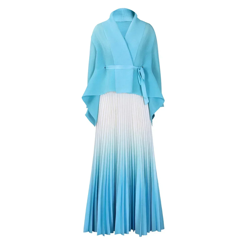 Autumn Fashion 2025 Long Sleeve V-neck Polyester Party Evening 2 Pieces Top Long Skirts Matching Sets African Clothes for Women - Matrix-studios.com