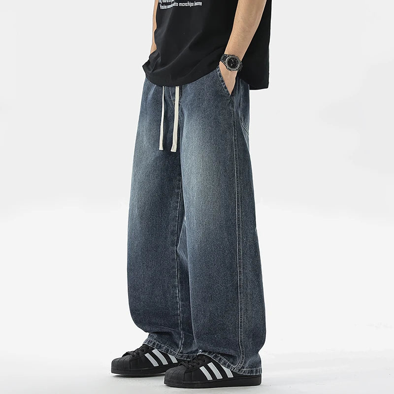 Men's Jeans American Loose Wide-leg Loose Straight Casual Trousers Street Hip-hop Baggy Jeans Black Grey  Blue Streetwear Men - Matrix Studios