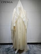 Elegant Arabic Satin Abaya Dress with Hijab Eid Muslim Women Modest Cardigan Islamic Vacation Outfit New in Turkey Kaftan Robe - Matrix-studios.com