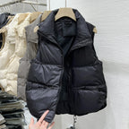Women Autumn Winter Down Cotton Vest Jacket 2025 New Women Loose Stand Collar Vest Coat Women Short Vest Jacket Cotton Waistcoat - Matrix Studios
