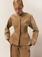 Laur V Neck Corduroy Two Piece Set Women Long Sleeve Jacket Split Tapered Pants Minimalist Autumn Office Daily Matching Suit - Matrix-studios.com