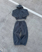 American Y2K Casual Zipper Hoodie Sweatpant Two Piece Set HipHop Oversized Embroidery Sweatshirts Men Women Casual Pants