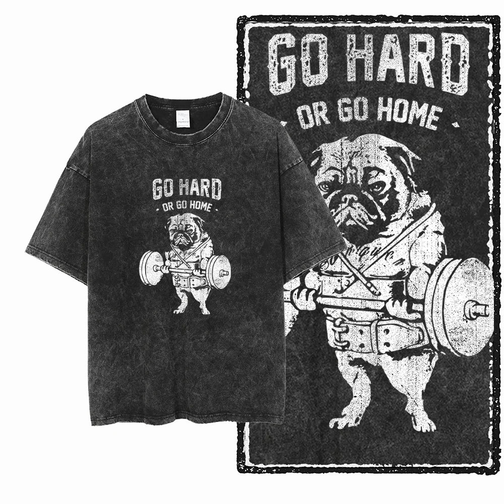 YG BODY BUILDING Printed Cotton Acid Washed Graphic Unisex T Shirt Cool CROSSFIT Streetwear Men Tshirts Big Size Tee for Men - Matrix Studios
