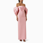 Customized Pink Prom Dresses for Women Off the Shoulder Back Split Column Prom Dress Ankle Length Elegant Formal Party Dress - Matrix Studios