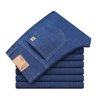 Men's Ice Silk Jeans Summer New Lyocell Thin Business Casual Denim Pants Classic All Match Slim Fit Straight Elastic Jean Male - Matrix Studios