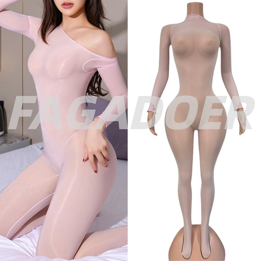 FAGADOER Summer New Sexy Mesh See Through Bodycon Jumpsuit Woman Long Sleeved Round Neck Rompers Female Party Club Overalls - Matrix Studios