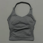 HISTELLO Sports Halter Top Seamless Longline Strappy Gym Tank Top Women Yoga Clothing Workout Fitness Sportswear Pilates Vest - Matrix-studios.com
