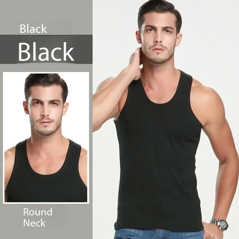 1 Pack Men To Multi-size Solid Color Tight Vests For Teenagers Comfortable Cotton Sleeveless T-shirts Sports Running Tops - Matrix Studios