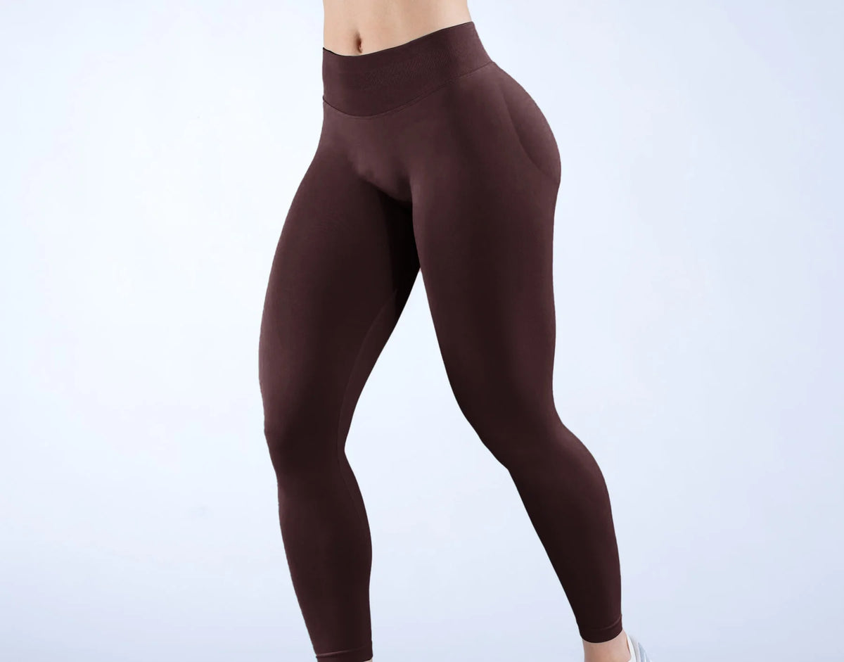 Logo Seamless Women's Solid Waist Yoga Pants Three-Section Waist Sexy Hip-Lifting Tight Sports Fitness Exercise Pants - Matrix-studios.com