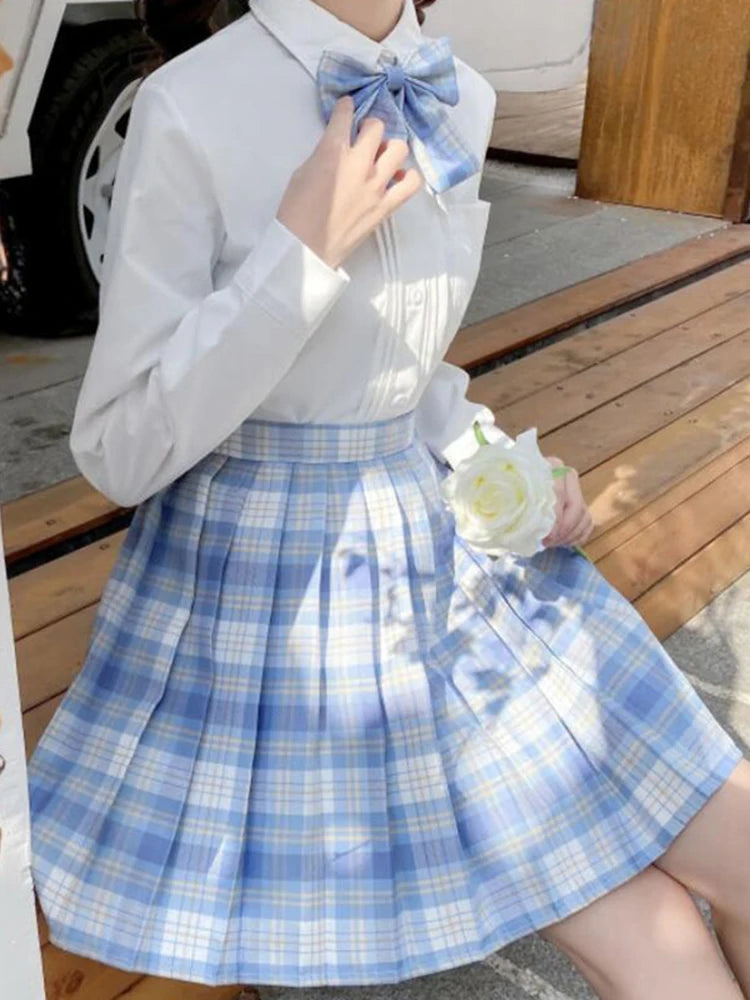 ZOKI Plaid Women Pleated Skirt Bow Knot Summer High Waist Preppy Girls Dance Mini Skirt Cute A Line Harajuku Sexy Japan Faldas - Matrix-studios.com