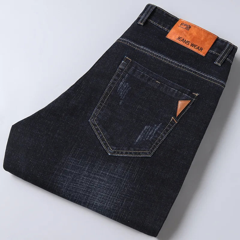 New Men Light Luxury Stretch Slim Fit Pants Comfortable Soft Business Fashion Straight Casual Denim Trousers Male Brand Clothing - Matrix Studios