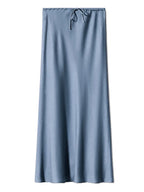 Brown Long Satin Skirts Women Luxury Maxi Autumn Summer High Waist Silk Black Skirt Long Straight Shining Beige Satin Skirt Maxi - Matrix-studios.com