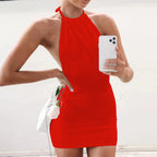 Sexy Summer 2024 Mini Y2K Backless Women's Casual Swing T-Shirt Dresses Beach Cover Up Pockets Plus Size Loose T-shirt Dress - Matrix-studios.com