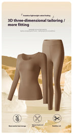 Winter Seamless Fleece Warm Leggings Female casual warm top Ladies Thermal Underwear 2pcs Set Slim Thin  Sports Fitness Leggings - Matrix-studios.com
