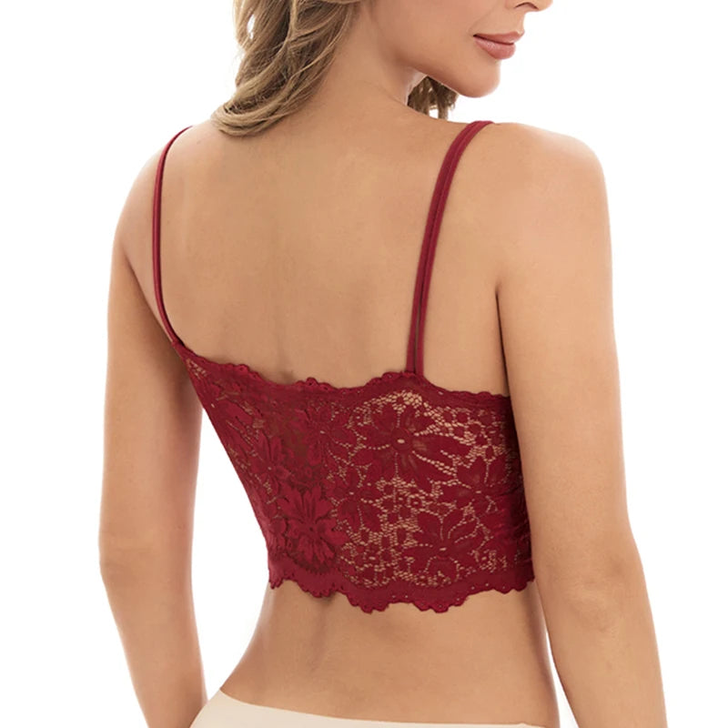 New Women Lace Bras Top Comfortable Bralette Solid Color Sexy Underwear Vest Female Hollow Out Wireless Lingerie Seamless Bra - Matrix Studios