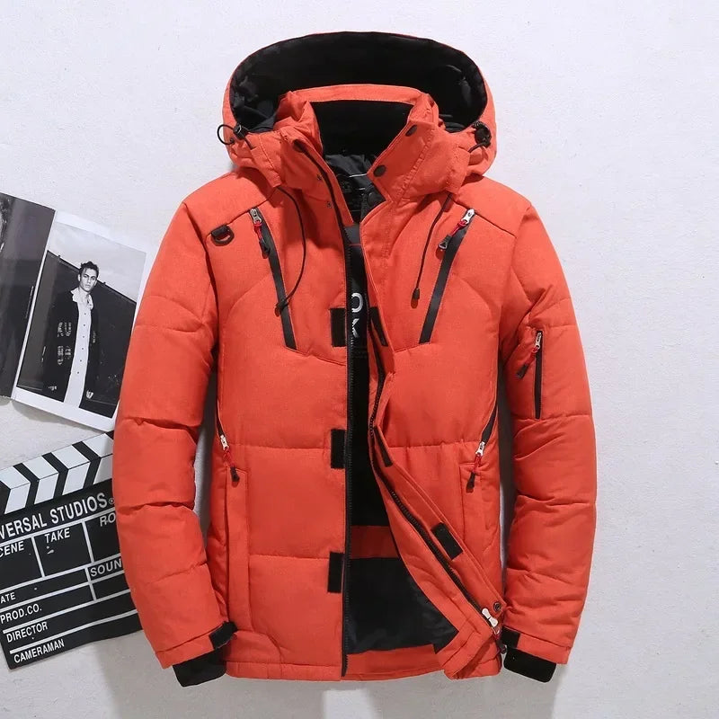 New Winter Men Hooded Casual  Puffer Jackets White Duck Down Coats High Quality Male Outdoor Windproof Warm Winter Parkas Size 5 - Matrix Studios