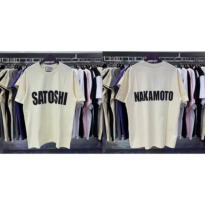 Summer Street Satoshi Nakamoto T-shirt Men's Women's Loose Lettered Logo Printed Cotton Short Sleeve - Matrix-studios.com