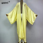 WINYI Kimono Boho Monocolour Kaftans Beach Wear Elegant Купальник Holiday Beach Outfits for Women Cover Ups Comfortable Dress - Matrix Studios