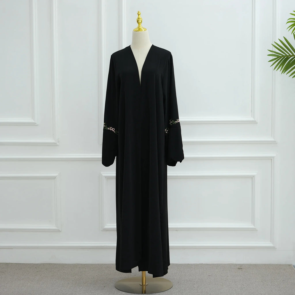 Luxurious Floral Embroidery Hijab Dress for Muslim Women Elegant Dubai Modest Abaya Eid Islam Party Jalabiya Turkey Kaftan Robe - Matrix-studios.com