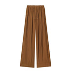 Autumn new women's loose and simple V-neck long sleeved shirt with elastic waist and wide leg pants set - Matrix-studios.com