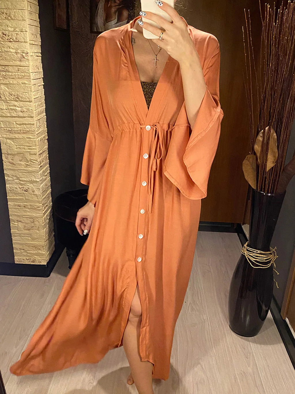 New Sexy Beach Long Maxi Dress Women Beach Cover Up Tunic Pareo White V Neck Dress Robe Swimwear Cover Up Bikini Beachwear V2623 - Matrix Studios