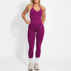 Women's Yoga Set Bum Balance Fitted Halter Tops & Shaping Pants 2pcs Yoga Sportwear Workout Gym Clothing High Waist Leggings Set - Matrix-studios.com