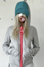 New Y2K American-style women's solid color large zipper loose cropped color-block hoodie fashionable street Harajuku style - Matrix Studios