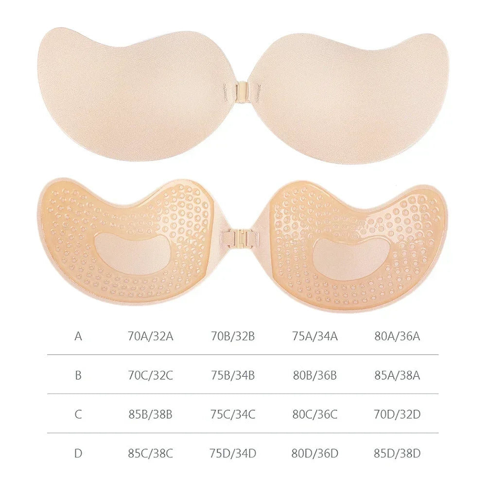 Invisible Push Up Bras Women Backless Strapless Bra Nipple Cover Front Closure Bralette Underwear Silicone Self-Adhesive Bra Pad - Matrix Studios