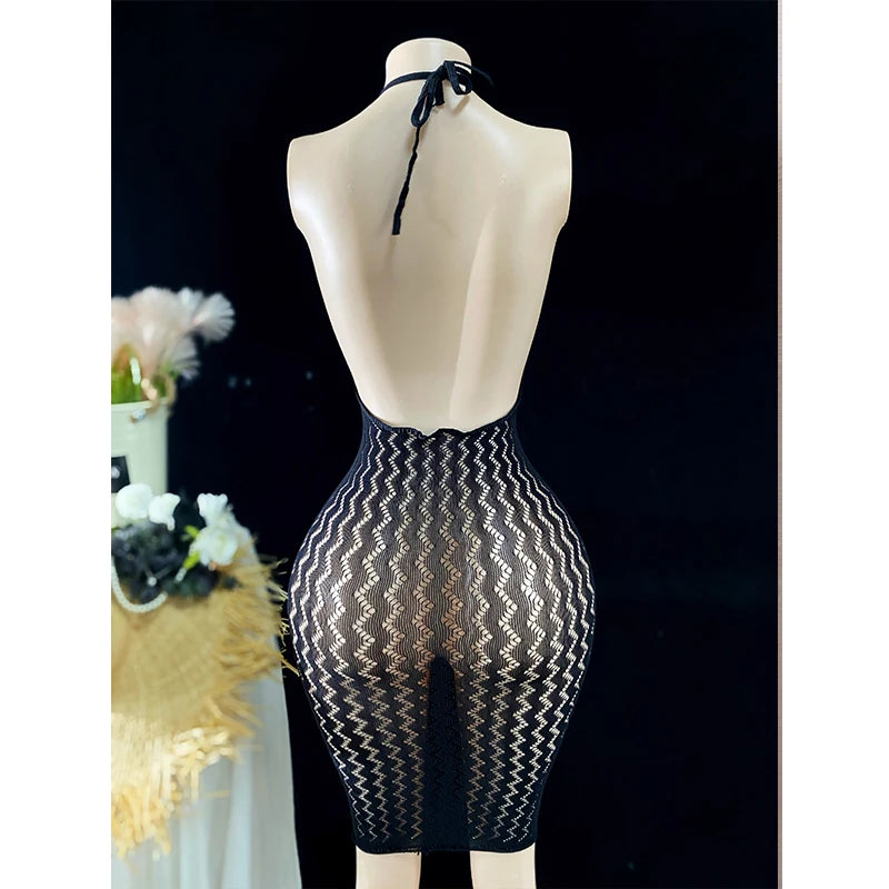 Fishnet Women Sexy Beach Cover Up Dress Women Stretch See Through Sleeveless without Bikini Swimsuit Coverup Mini Beachwea - Matrix Studios