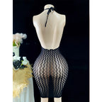 Fishnet Women Sexy Beach Cover Up Dress Women Stretch See Through Sleeveless without Bikini Swimsuit Coverup Mini Beachwea - Matrix Studios
