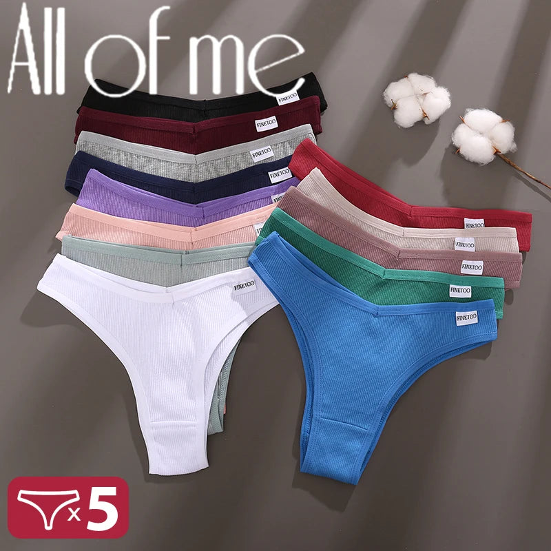5PCS/Set Cotton Lingerie Panties Sexy Underwear Women Briefs Tangas Female Underpants Pantys Thong Panties Bikini Solid 13 Color - Matrix Studios