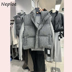 Neploe Korea Chic Streetwear Personalized Vest Short Parkas Casual Elegant Coat Advanced High Street Moda All-match Women Jacket - Matrix Studios