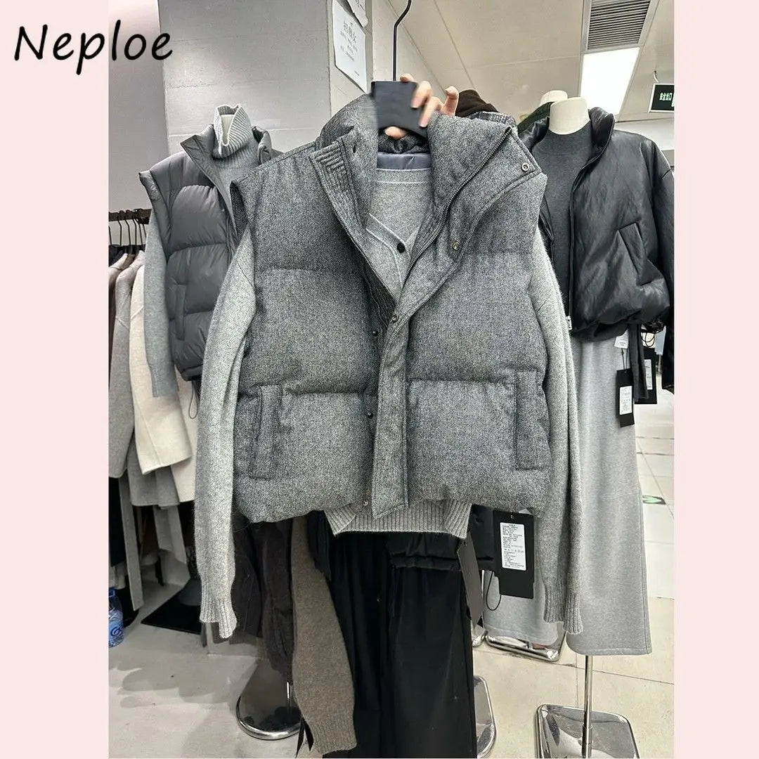 Neploe Korea Chic Streetwear Personalized Vest Short Parkas Casual Elegant Coat Advanced High Street Moda All-match Women Jacket - Matrix Studios
