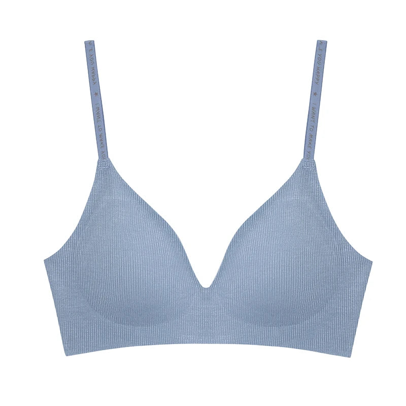 FINETOO Women Wireless Bra Deep V Padded Bralette S-XL Trendy Stripe Knitting Bras Sexy Ladies Brassiere Solid Underwear 6 Color - Matrix Studios