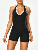 Women's Backless Color-Block Cross-Body Fitness Jumpsuit – Stretchy Yoga One-Piece Outerwear Ideal for Workout, Training & Daily - Matrix Studios