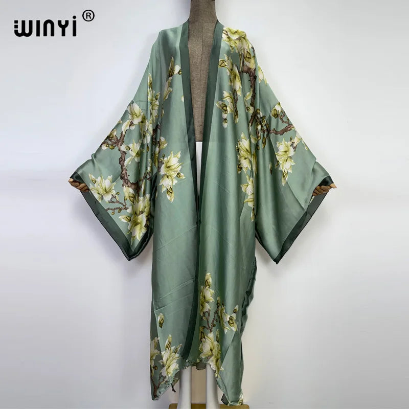 Kimonos verano Women sukienka Print Long Sleeve Cardigan Female Blouse Loose Casual beach Cover Up boho dress party kaftan - Matrix Studios