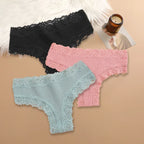 3Pcs/set Women Cotton Lace Panties Floral Intimate Underwear Trendy Patchwork Lace Briefs Female Soft Underpants Lingerie S-XL - Matrix Studios