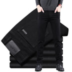 Spring Autumn New Men's Pure Black Slim Jeans Elastic Straight Pants Business Fashion Leisure Korean Vintage Denim Pants Male - Matrix Studios