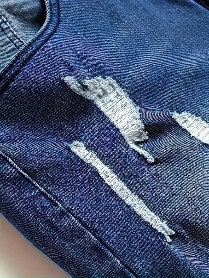 Men's Distressed Stretch Denim Jeans Street Style Ripped Detail Comfortable Versatile All Seasons Everyday Fashion - Matrix Studios