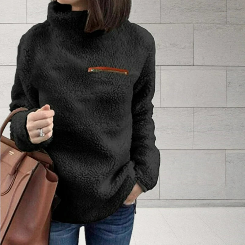 Winter Super Soft and Comfortable Solid Color Turtleneck Pullover Women's Sweater Fashion Zipper Sexy Top Ladies Hipster Clothes - Matrix Studios